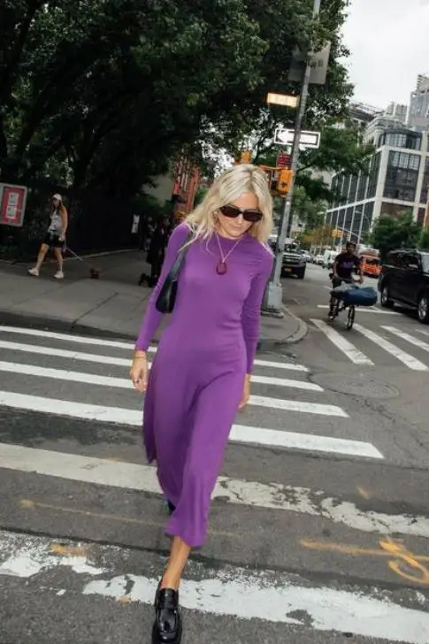 Vestido Midi de Manga Larga con Mocasines