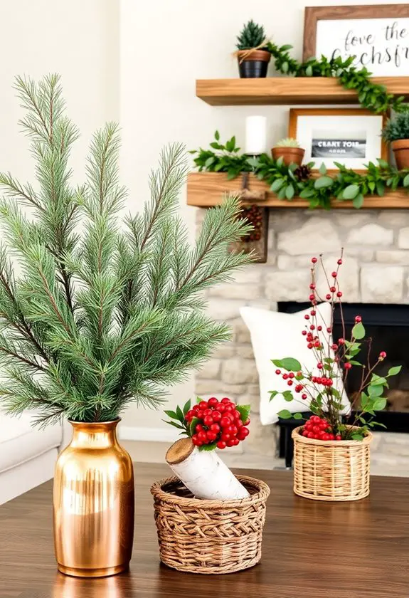 natural elements and winter greenery