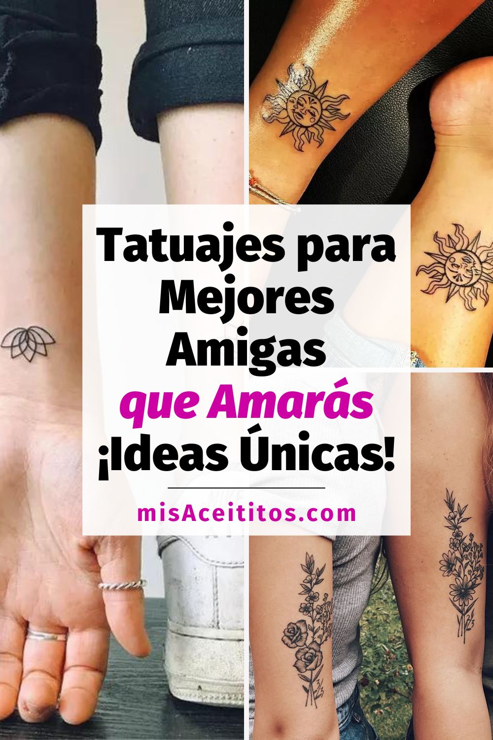 Pin de Pinterest con 3 tatuajes para mejores amigas originales y delicados.